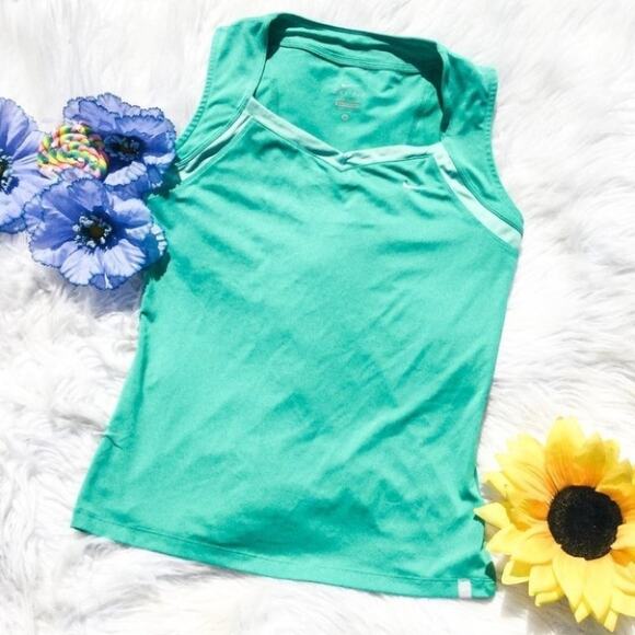 Nike Dri Fit Turquoise Green Workout Gym Top Sz M - Picture 1 of 6
